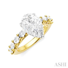 ASHI Pear Shape Semi-Mount Diamond Engagement Ring 196A2PPFHYW-SM-PR2