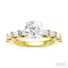 ASHI Round Shape Semi-Mount Diamond Engagement Ring 196A2PPFHYW-SM-RD1