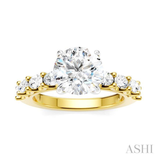 ASHI Round Shape Semi-Mount Diamond Engagement Ring 196A2PPFHYW-SM-RD2