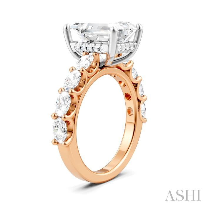 ASHI Emerald Shape Semi-Mount Diamond Engagement Ring 196ACPPFHPW-SM-EM3