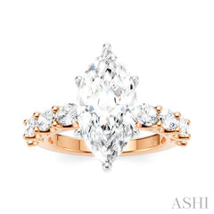 ASHI Marquise Shape Semi-Mount Diamond Engagement Ring 196ACPPFHPW-SM-MQ3