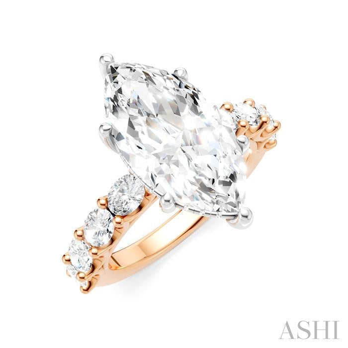 ASHI Marquise Shape Semi-Mount Diamond Engagement Ring 196ACPPFHPW-SM-MQ4