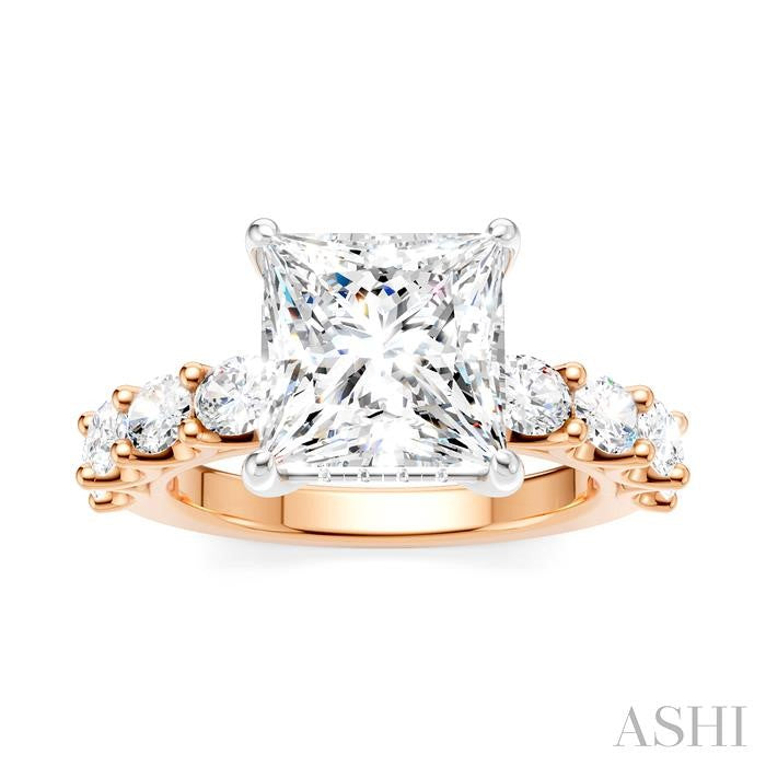 ASHI Princess Shape Semi-Mount Diamond Engagement Ring 196ACPPFHPW-SM-PN3