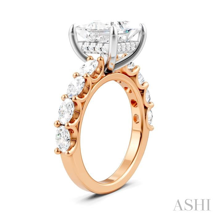 ASHI Princess Shape Semi-Mount Diamond Engagement Ring 196ACPPFHPW-SM-PN3