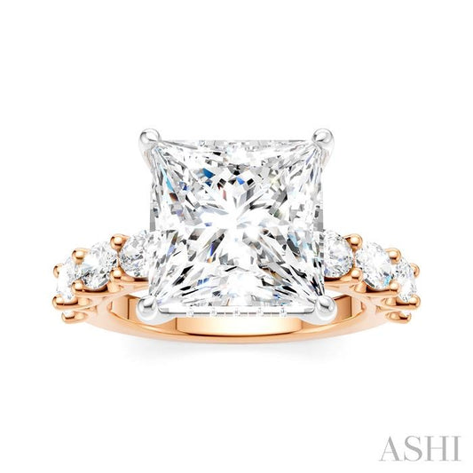 ASHI Princess Shape Semi-Mount Diamond Engagement Ring 196ACPPFHPW-SM-PN5