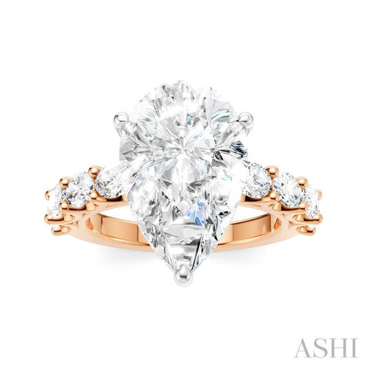 ASHI Pear Shape Semi-Mount Diamond Engagement Ring 196ACPPFHPW-SM-PR5