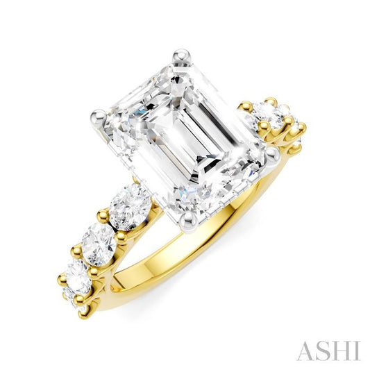 ASHI Emerald Shape Semi-Mount Diamond Engagement Ring 196ACPPFHYW-SM-EM3