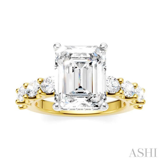 ASHI Emerald Shape Semi-Mount Diamond Engagement Ring 196ACPPFHYW-SM-EM3