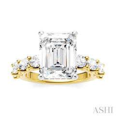 ASHI Emerald Shape Semi-Mount Diamond Engagement Ring 196ACPPFHYW-SM-EM3