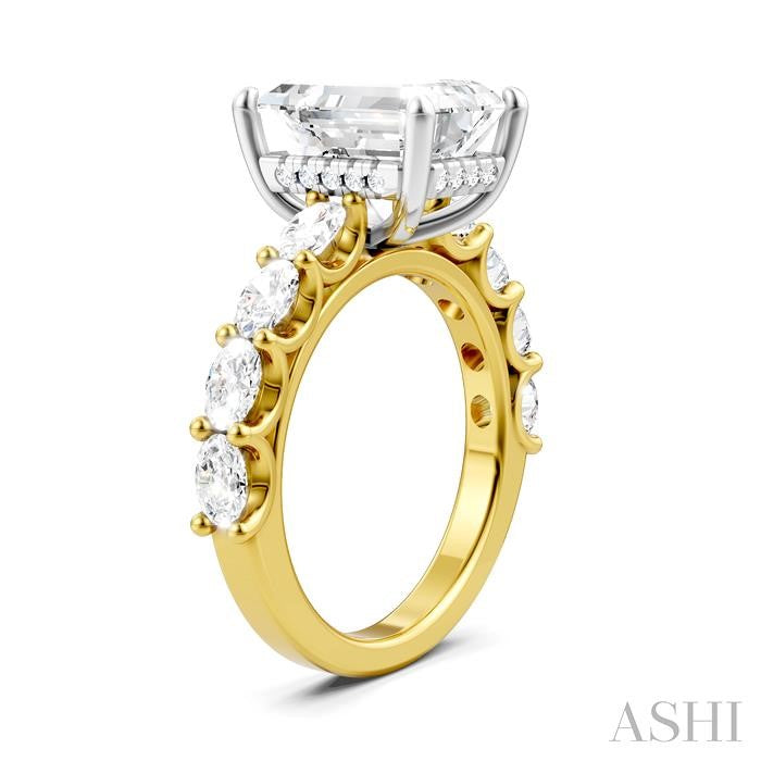 ASHI Emerald Shape Semi-Mount Diamond Engagement Ring 196ACPPFHYW-SM-EM3