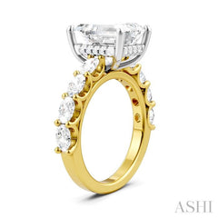 ASHI Emerald Shape Semi-Mount Diamond Engagement Ring 196ACPPFHYW-SM-EM3