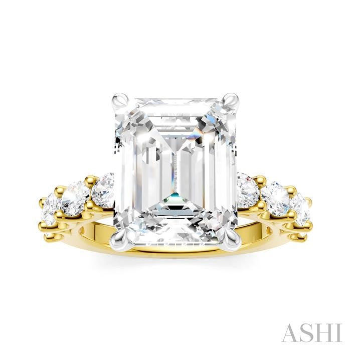 ASHI Emerald Shape Semi-Mount Diamond Engagement Ring 196ACPPFHYW-SM-EM4