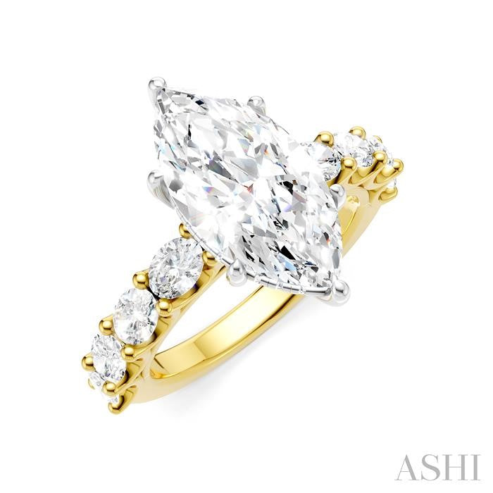 ASHI Marquise Shape Semi-Mount Diamond Engagement Ring 196ACPPFHYW-SM-MQ3