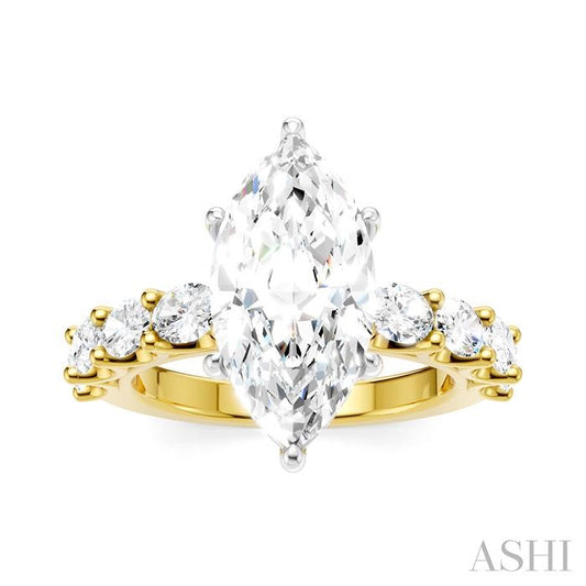 ASHI Marquise Shape Semi-Mount Diamond Engagement Ring 196ACPPFHYW-SM-MQ3