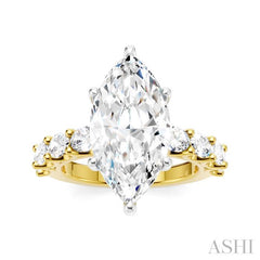ASHI Marquise Shape Semi-Mount Diamond Engagement Ring 196ACPPFHYW-SM-MQ4