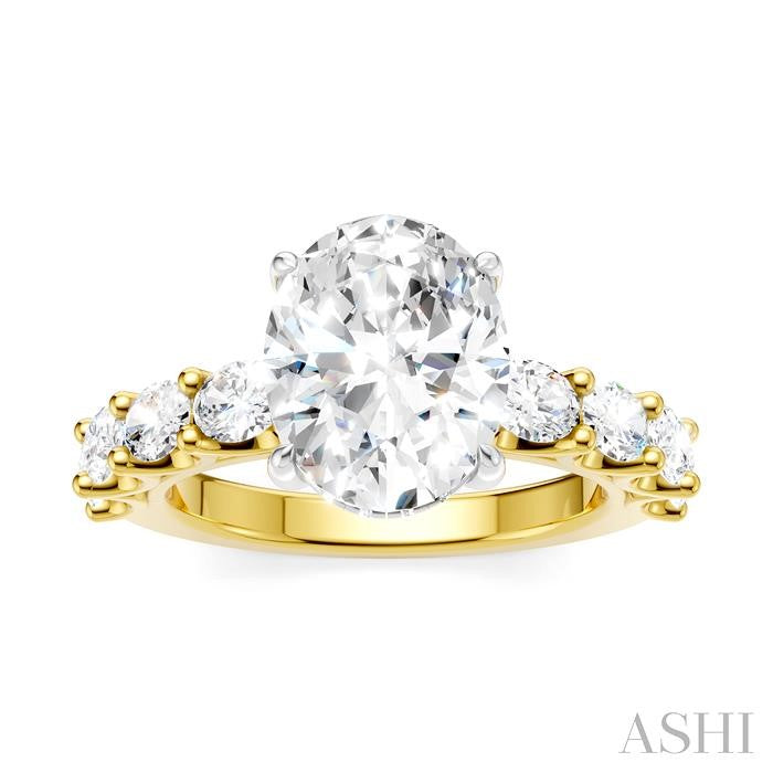 ASHI Oval Shape Semi-Mount Diamond Engagement Ring 196ACPPFHYW-SM-OV3