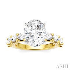 ASHI Oval Shape Semi-Mount Diamond Engagement Ring 196ACPPFHYW-SM-OV3