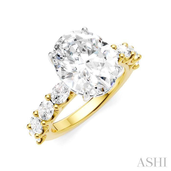 ASHI Oval Shape Semi-Mount Diamond Engagement Ring 196ACPPFHYW-SM-OV4