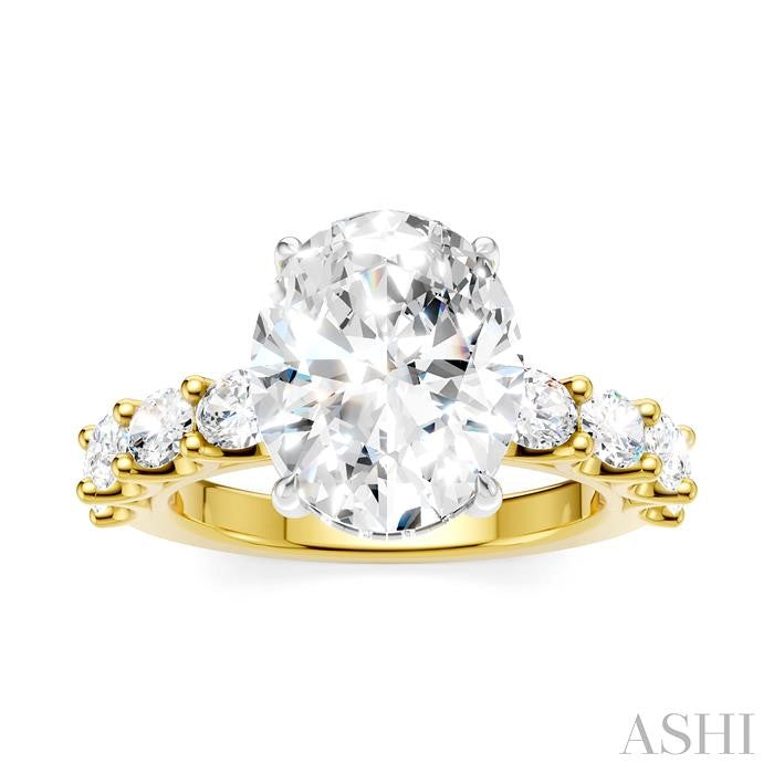 ASHI Oval Shape Semi-Mount Diamond Engagement Ring 196ACPPFHYW-SM-OV4