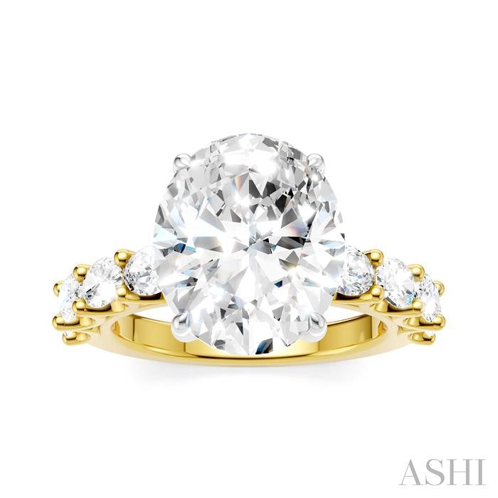 ASHI Oval Shape Semi-Mount Diamond Engagement Ring 196ACPPFHYW-SM-OV5