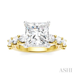ASHI Princess Shape Semi-Mount Diamond Engagement Ring 196ACPPFHYW-SM-PN3