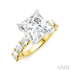 ASHI Princess Shape Semi-Mount Diamond Engagement Ring 196ACPPFHYW-SM-PN4