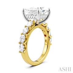 ASHI Princess Shape Semi-Mount Diamond Engagement Ring 196ACPPFHYW-SM-PN4