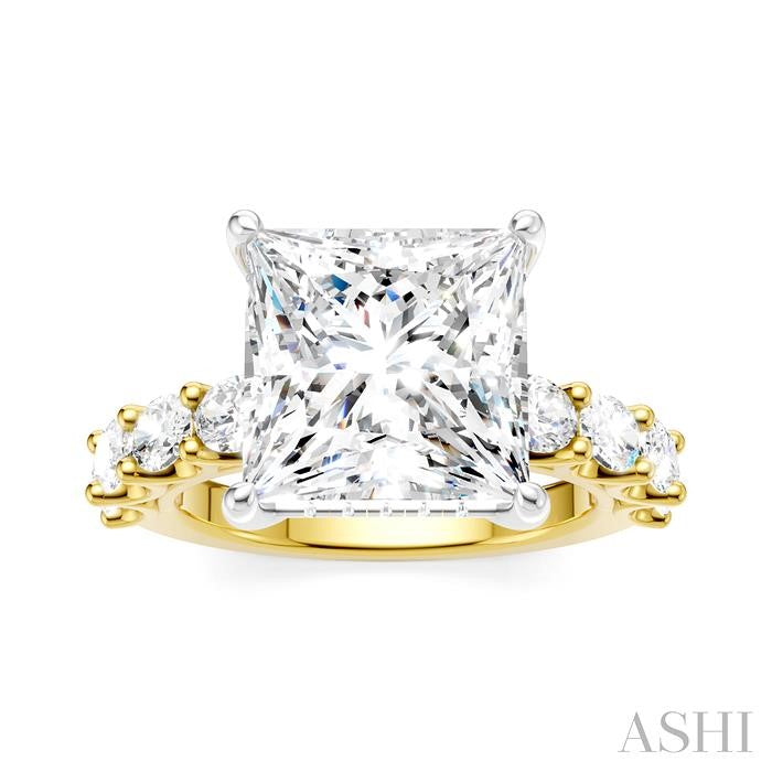 ASHI Princess Shape Semi-Mount Diamond Engagement Ring 196ACPPFHYW-SM-PN5