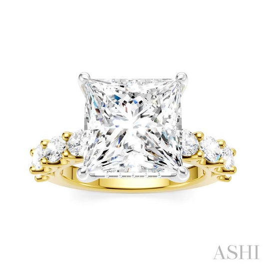 ASHI Princess Shape Semi-Mount Diamond Engagement Ring 196ACPPFHYW-SM-PN5
