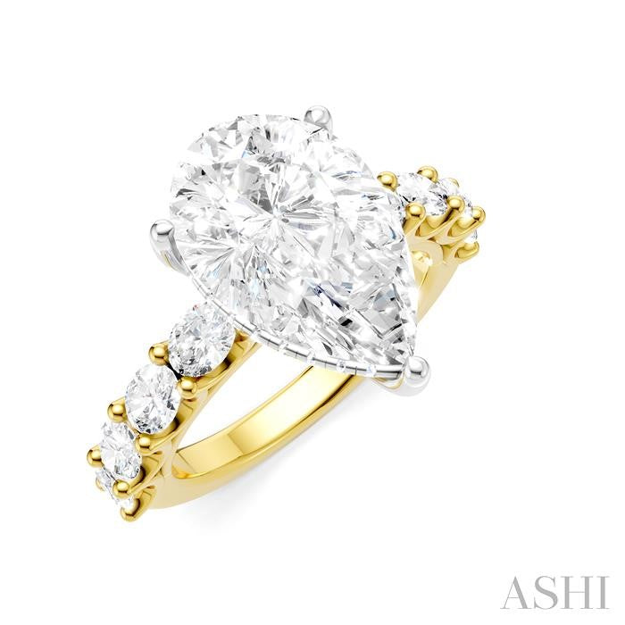ASHI Pear Shape Semi-Mount Diamond Engagement Ring 196ACPPFHYW-SM-PR4