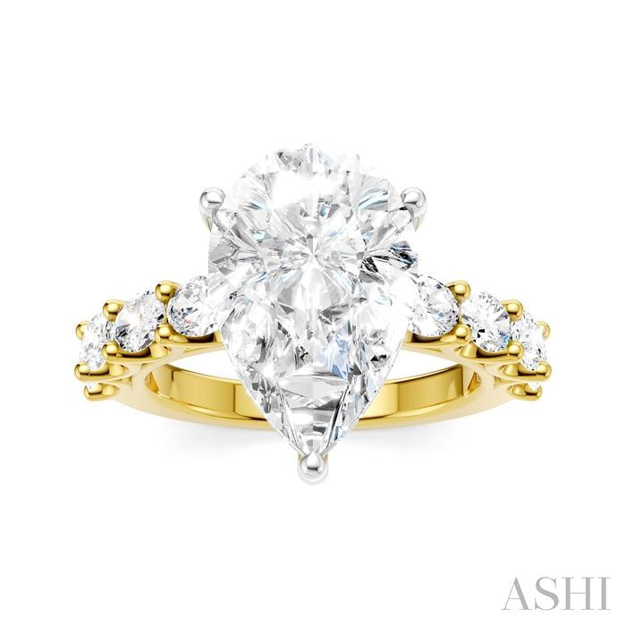 ASHI Pear Shape Semi-Mount Diamond Engagement Ring 196ACPPFHYW-SM-PR4