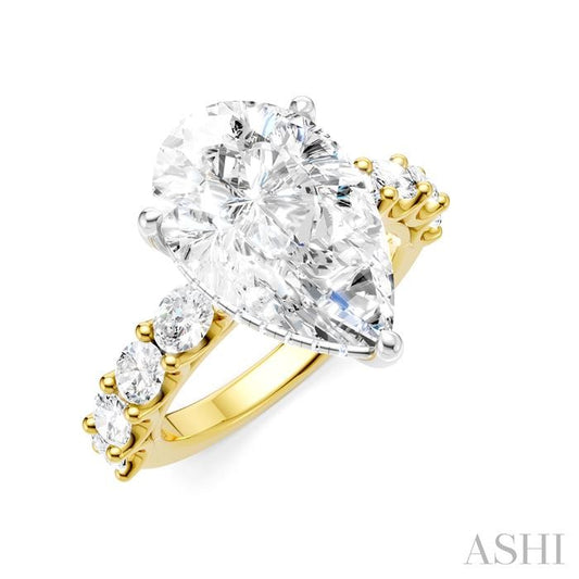 ASHI Pear Shape Semi-Mount Diamond Engagement Ring 196ACPPFHYW-SM-PR5