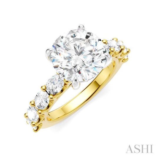 ASHI Round Shape Semi-Mount Diamond Engagement Ring 196ACPPFHYW-SM-RD3