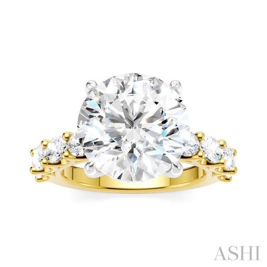 ASHI Round Shape Semi-Mount Diamond Engagement Ring 196ACPPFHYW-SM-RD5