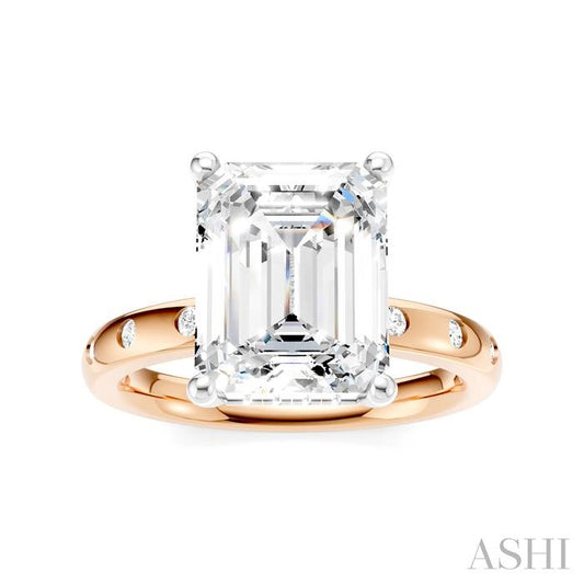 ASHI Emerald Shape Semi-Mount Diamond Engagement Ring 196B7PPFHPW-SM-EM3