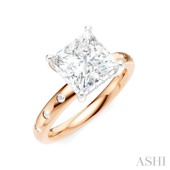 ASHI Princess Shape Semi-Mount Diamond Engagement Ring 196B7PPFHPW-SM-PN2