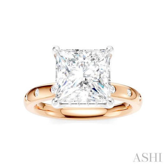 ASHI Princess Shape Semi-Mount Diamond Engagement Ring 196B7PPFHPW-SM-PN3
