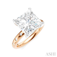 ASHI Princess Shape Semi-Mount Diamond Engagement Ring 196B7PPFHPW-SM-PN4