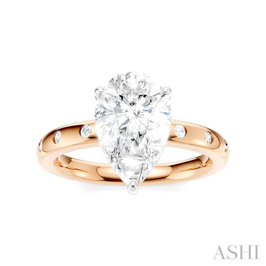 ASHI Pear Shape Semi-Mount Diamond Engagement Ring 196B7PPFHPW-SM-PR2