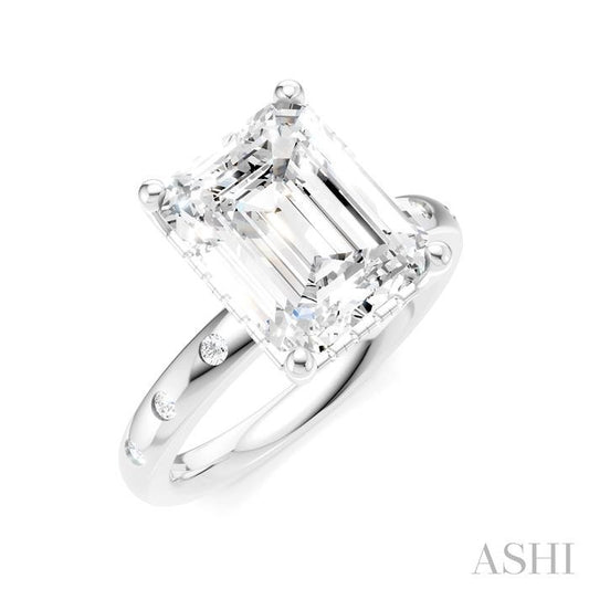 ASHI Emerald Shape Semi-Mount Diamond Engagement Ring 196B7PPFHWG-SM-EM3