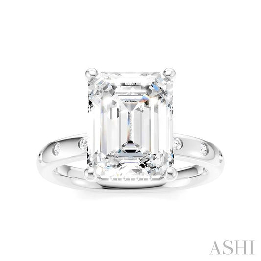 ASHI Emerald Shape Semi-Mount Diamond Engagement Ring 196B7PPFHWG-SM-EM3