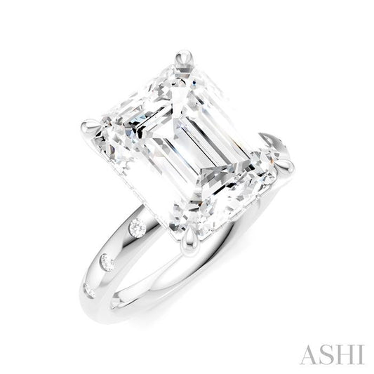 ASHI Emerald Shape Semi-Mount Diamond Engagement Ring 196B7PPFHWG-SM-EM4