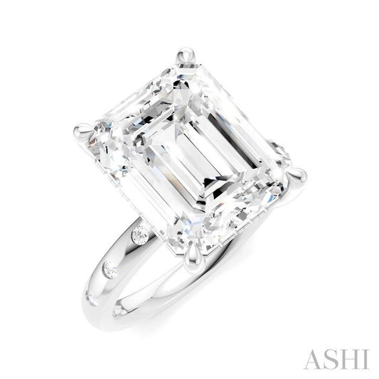 ASHI Emerald Shape Semi-Mount Diamond Engagement Ring 196B7PPFHWG-SM-EM5