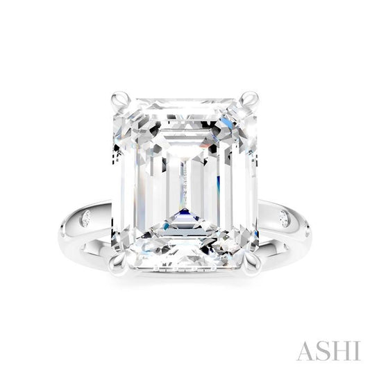 ASHI Emerald Shape Semi-Mount Diamond Engagement Ring 196B7PPFHWG-SM-EM5