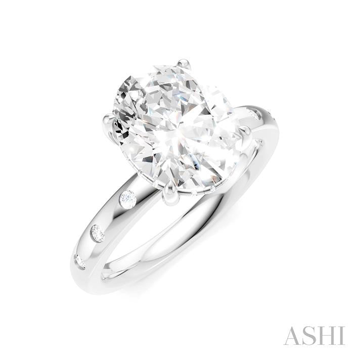 ASHI Oval Shape Semi-Mount Diamond Engagement Ring 196B7PPFHWG-SM-OV3