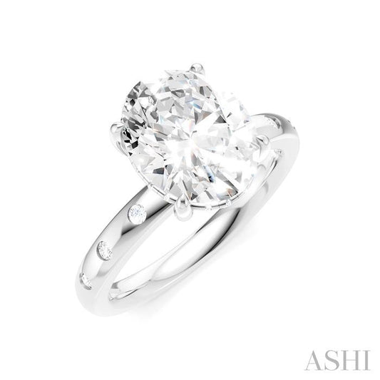 ASHI Oval Shape Semi-Mount Diamond Engagement Ring 196B7PPFHWG-SM-OV3
