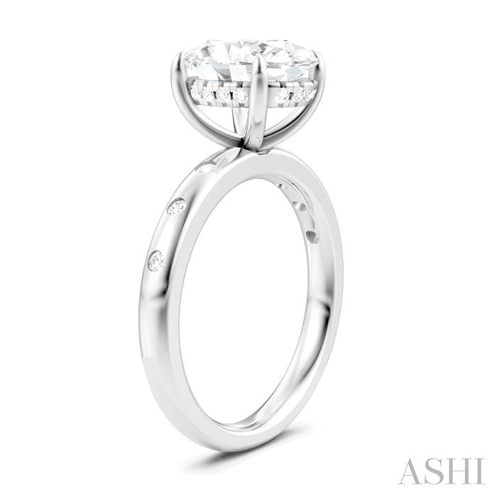 ASHI Oval Shape Semi-Mount Diamond Engagement Ring 196B7PPFHWG-SM-OV3