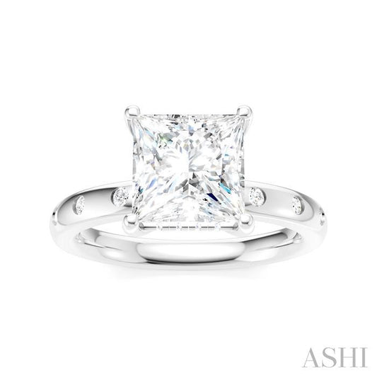ASHI Princess Shape Semi-Mount Diamond Engagement Ring 196B7PPFHWG-SM-PN2