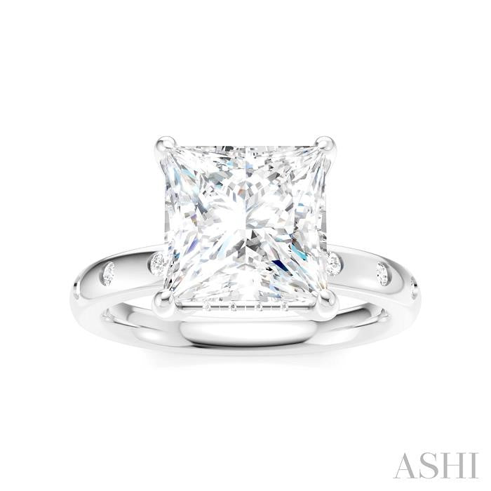 ASHI Princess Shape Semi-Mount Diamond Engagement Ring 196B7PPFHWG-SM-PN3