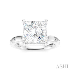 ASHI Princess Shape Semi-Mount Diamond Engagement Ring 196B7PPFHWG-SM-PN3
